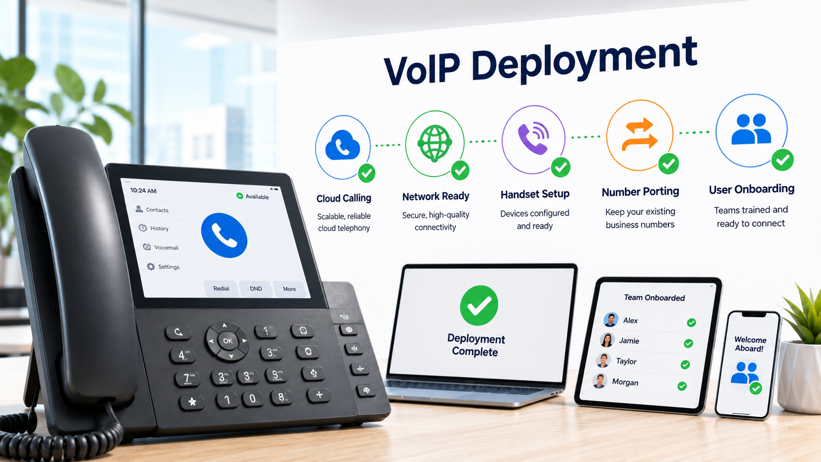 UniFi Console PBX dashboard with call activity and office extensions